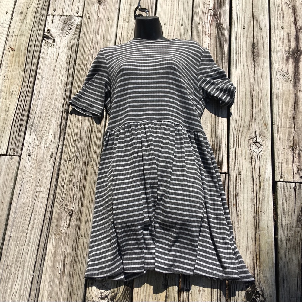 ASOS new stretch knit dress gray stripe size 12